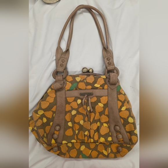 Hayden Harnett Handbags - Hayden Harnett Canvas Leather Tote Bag Kiss Lock Multicolor Print Missing Strap